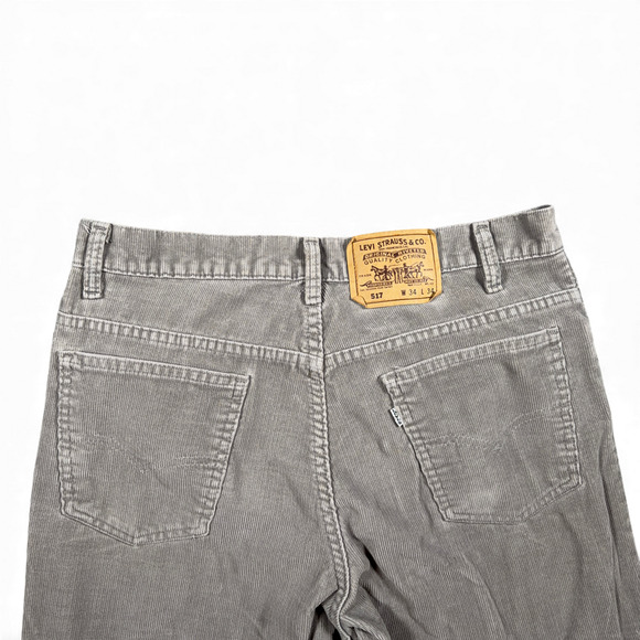 Vintage Levis Pants Mens 33x34 Gray Corduroy 517 Bootcut Western USA Made 80s - Picture 6 of 9